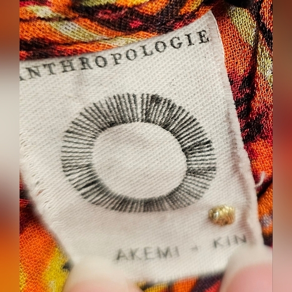 Women's Anthropologie Akemi + Kin Orange Floral Patchwork Dress size 0 - Picture 7 of 9